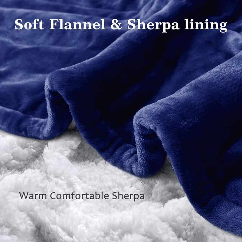 Lukasa Heated Blanket Electric Throw - Flannel / Sherpa Reversible Fast Heating Blanket with 3 Heating Levels