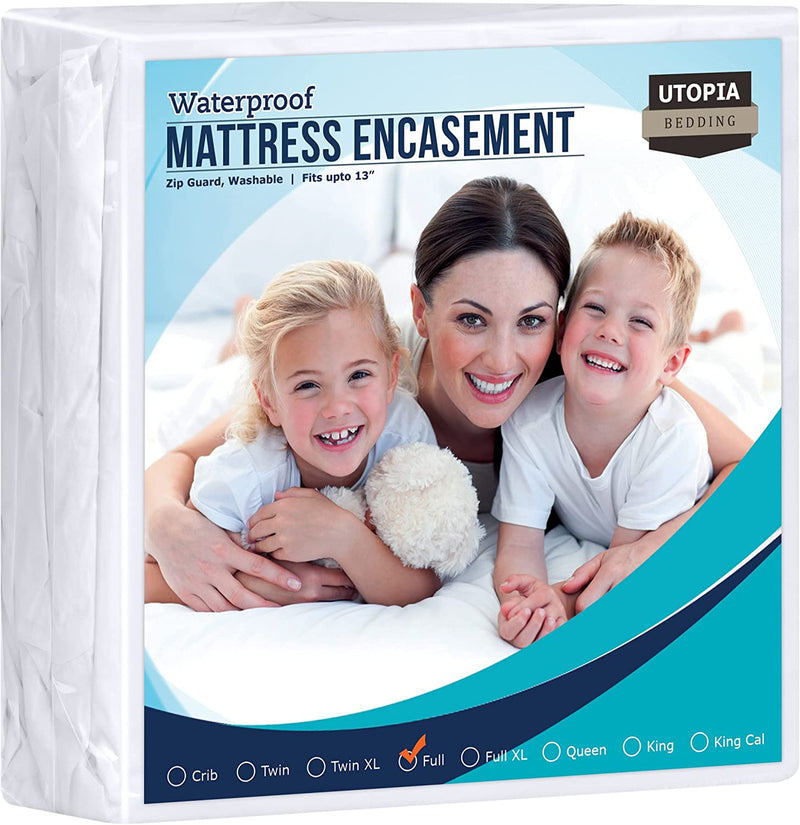 Utopia Bedding Zippered Mattress Encasement Full/Double - 100% Waterproof and Bed Bug Proof Mattress Protector - Absorbent, Six-Sided Mattress Cover