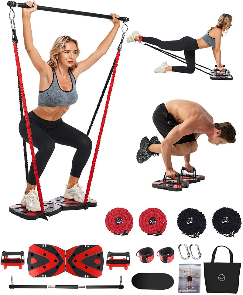 Portable Home Gym Workout Equipment with 12 Exercise Accessories Including  Heavy