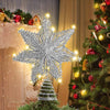Ywlake Christmas Star Tree Topper Lighted, Metal Glittered Timed Battery Powered 3D