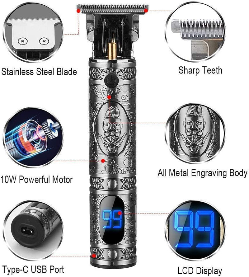 Professional Mens Hair Clippers Zero Gapped Cordless Hair Trimmer