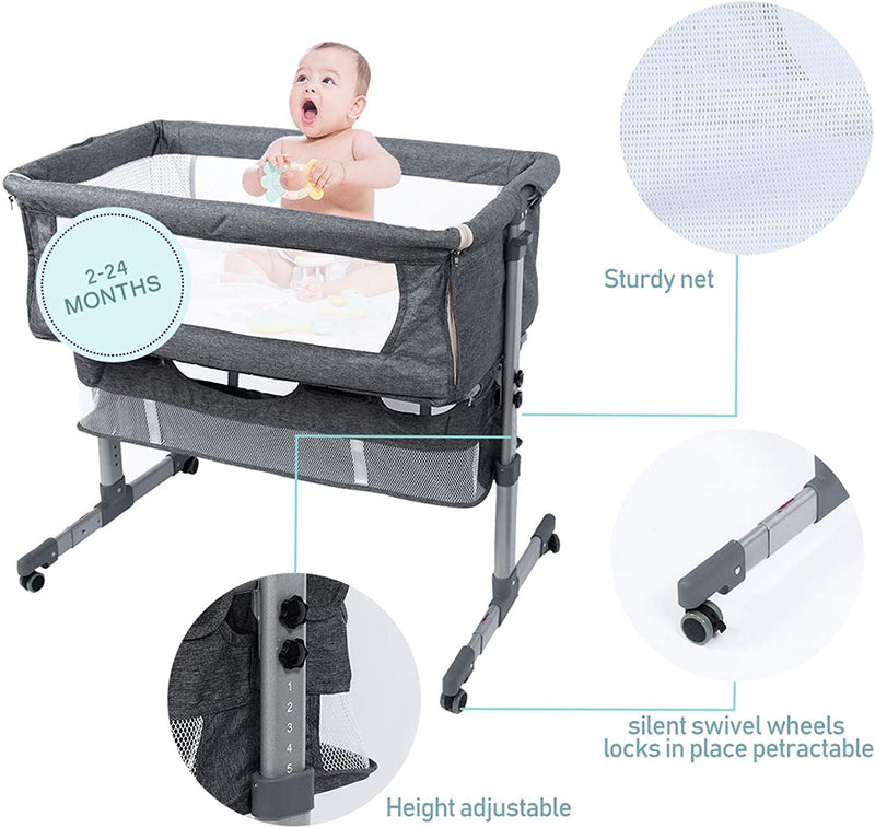 3 in 1 Travel Baby Crib Baby Bed with Breathable Net Bedside Crib Bedside Sleeper Bassinets