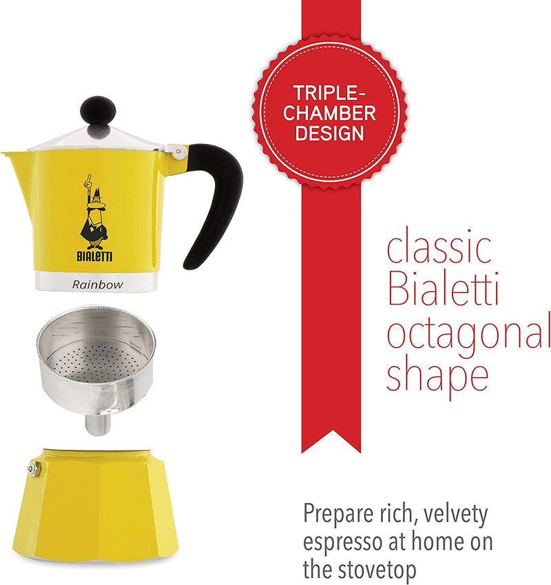 Bialetti Coffee Pot Rainbow 3 Cup 130ml Yellow
