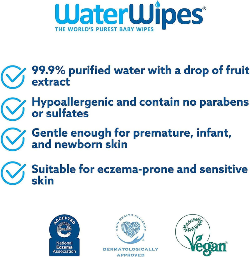 WaterWipes Sensitive Baby Wipes, 4 Packs of 60 Count (240 Count)
