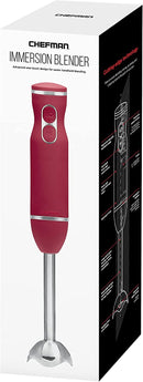 Chefman Immersion Stick Hand Blender with Stainless Steel Blades (Red)