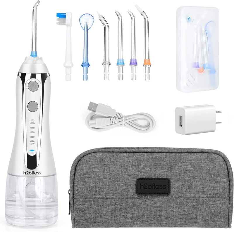 H2ofloss Cordless Water Dental Flosser, Portable Oral Irrigator for Teeth, Braces, Rechargeable & IPX7 Waterproof Teeth Cleaner for Home Travel