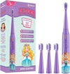 Vekkia Princess Kids Electric Toothbrush, 2 Minutes Timer for Age 3+, 4 Brush Heads, (Rechargeable)