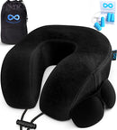 Everlasting Comfort Memory Foam Travel Pillow  Airplane Neck Rest & Plane Accessories (Black)