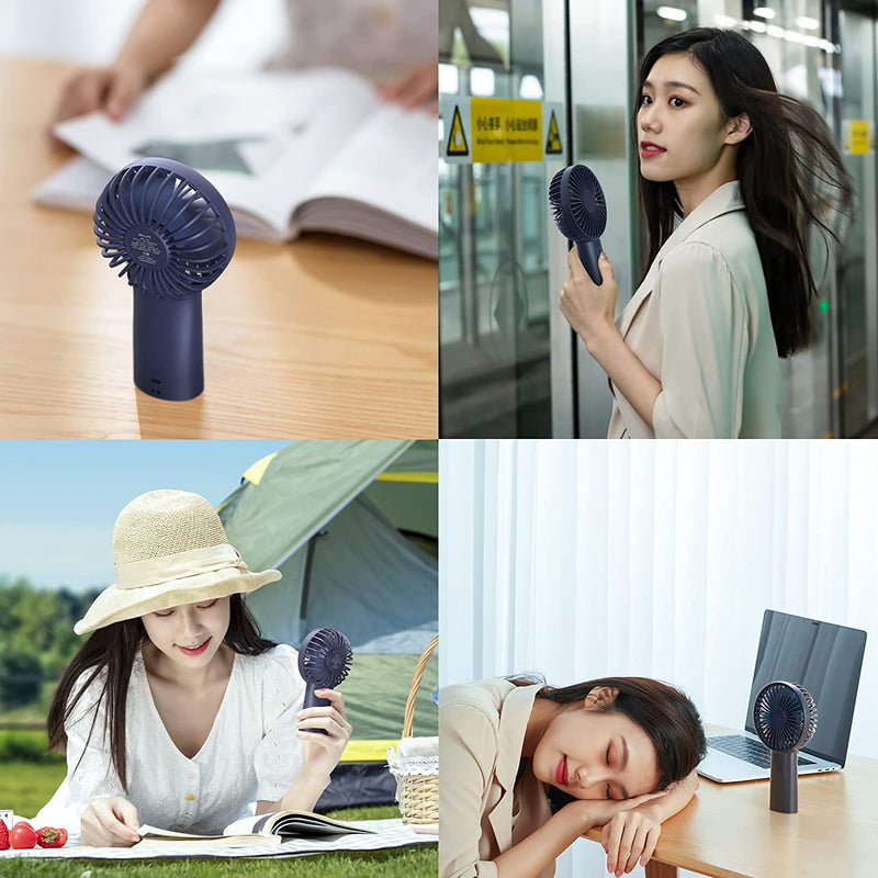 JISULIFE Handheld Portable Fan [20H Max Cooling Time] Mini Hand Fan, 4000mAh USB Rechargeable Personal Fan, Battery Operated Small Fan with 3 Speeds for Travel/Eyelash/Makeup/Office-Blue