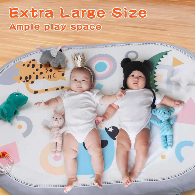 Lupantte 7 in 1 Baby Play Gym Mat with 2 Replaceable Washable Mat Covers Baby Activity Play Mat with 6 Toys