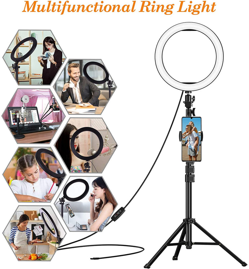 EMART 10 inch Selfie Ring Light with 2 Remote Controls, Adjustable Tripod Stand & Cell Phone Holder for iPhone & Android, LED Camera Ringlight for Video Recording/Photography/TiK Tok/Filming/Live