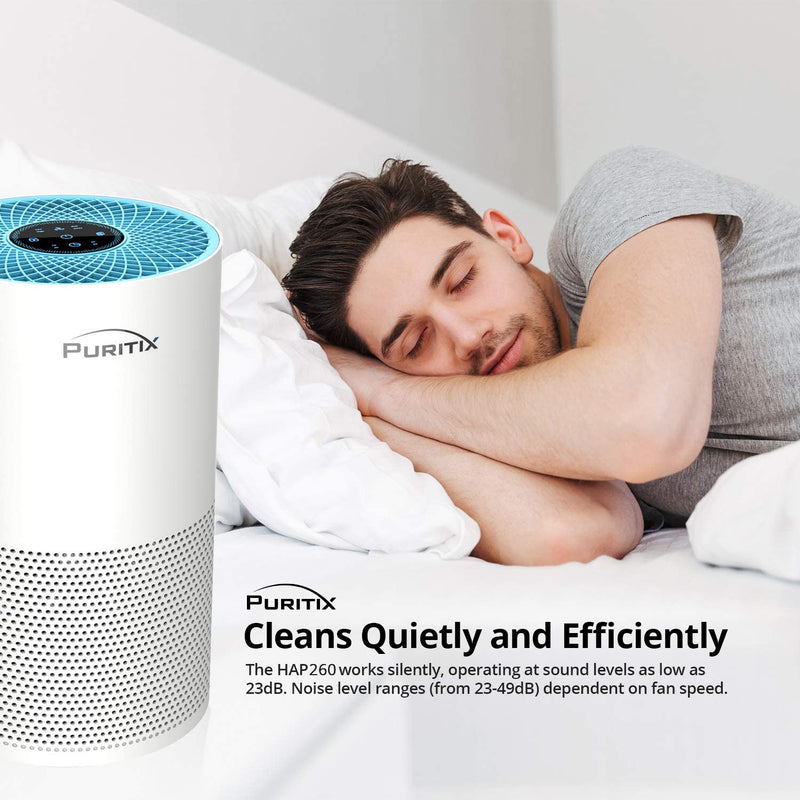 PURITIX Air Purifier with True HEPA, 23 dB Quiet for Office, Home, with Timer