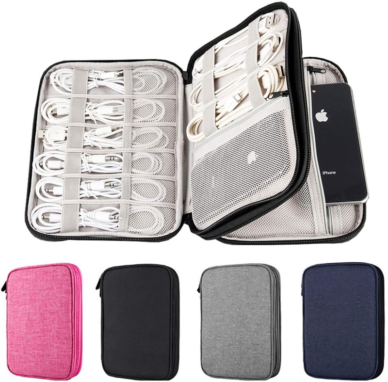 Electronics Organizer, 2 Layer Electronic Accessories Organizer Travel Storage Bag for Charging Cable, Phone, Power Bank, Mini Tablet (Up to 7.9''), Make up Organizer Bag for Traveling