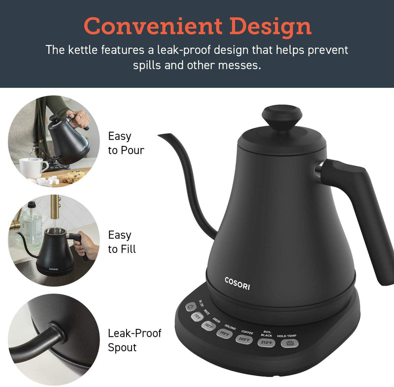 COSORI CO108-NK Electric Gooseneck 5 Variable Presets Pour Over Kettle & Coffee Kettle - 0.8L