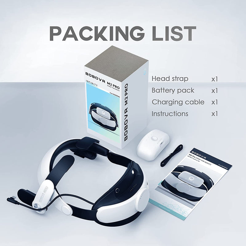 BOBOVR M2 Pro Battery Pack Head Strap Compatible with Quest 2,Magnetic Connection and Lightweight