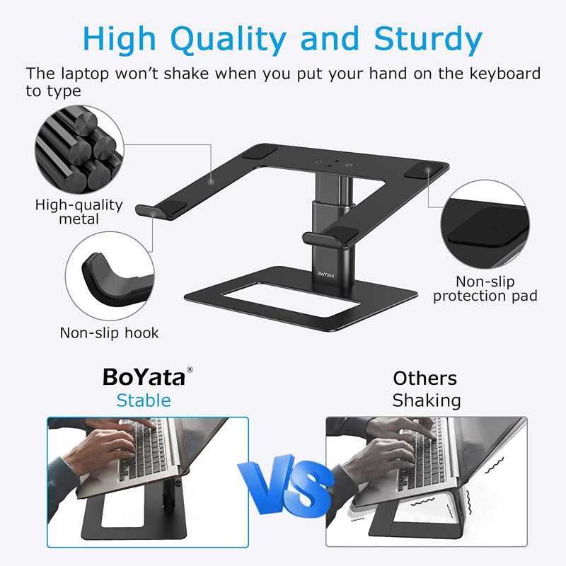 BoYata Laptop Stand, Ergonomic Aluminum Height Adjustable Computer Stand Laptop Holder for Desk, Compatible with MacBook Pro/Air, Dell, Lenovo, HP, Samsung, More Laptops 11-17"