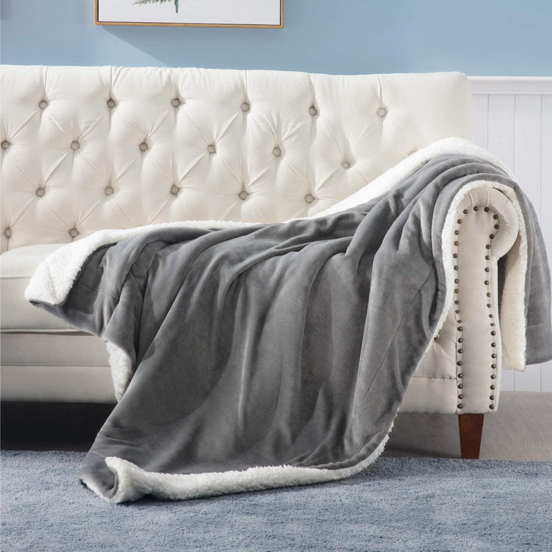 Bedsure Sherpa Twin Blanket for Couch Bed Sofa Grey