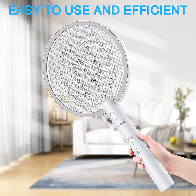PALONE 2 in 1 Bug Zapper Racket, 3000V Electric Fly Swatter Racket 3 Layers Mosquito Killer Lamp