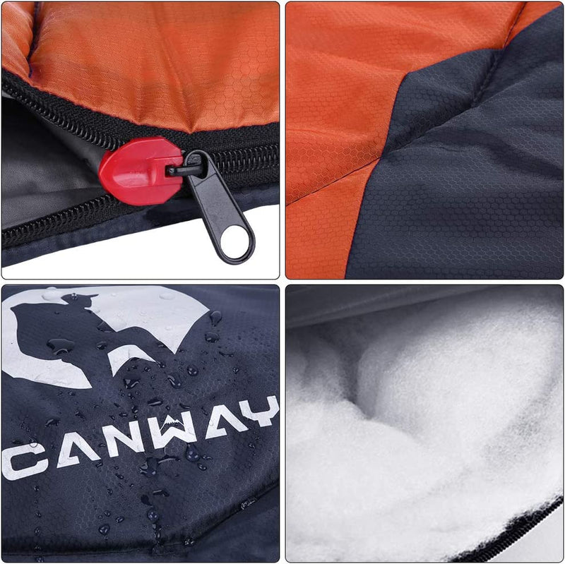 CANWAY Sleeping Bag with Compression Sack, Lightweight and Waterproof for Warm & Cold