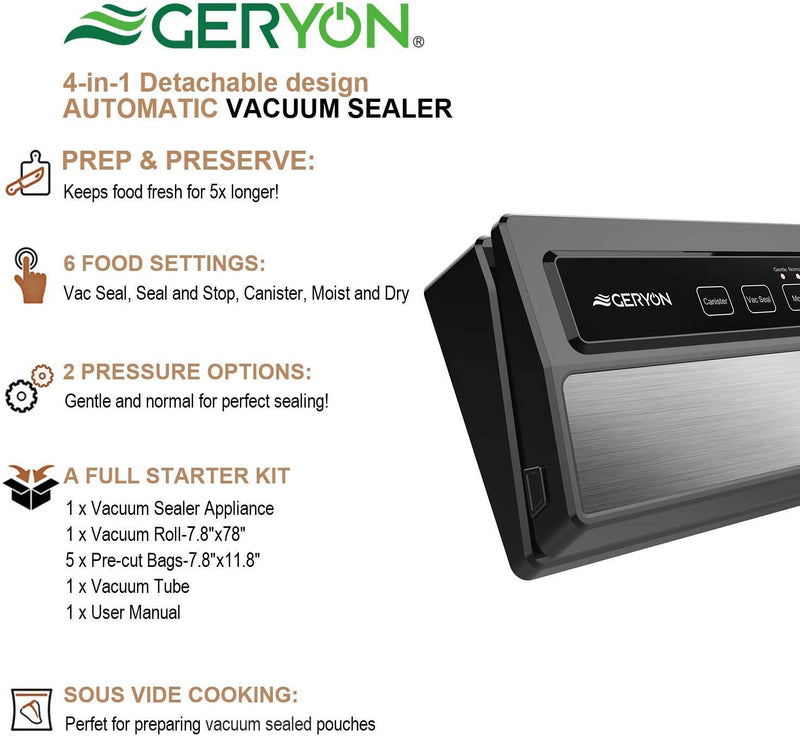 GERYON Vacuum Sealer Machine, Automatic Food Sealer for Food Savers