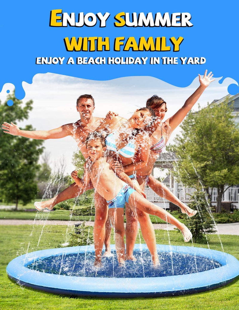 VISTOP Non-Slip Splash Pad for Kids and Dog, Thicken Sprinkler Pool Summer Outdoor Water Toys - Fun Backyard Fountain Play Mat for 3 Age+ Girls Boys or Pet Dog