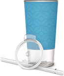 Ello Tidal Glass Tumbler with Straw, 20 oz