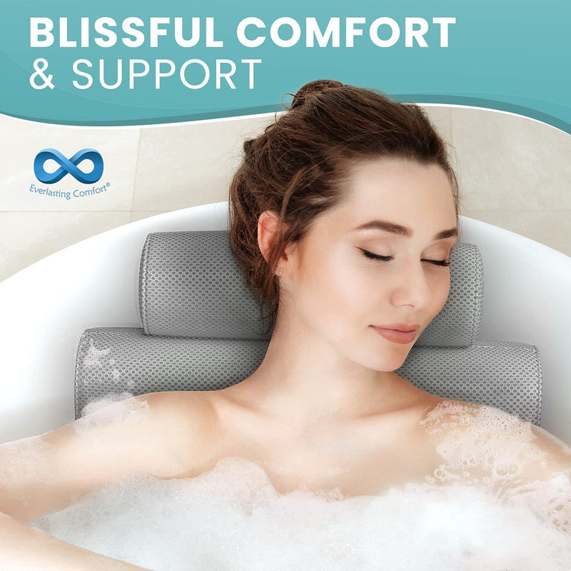 Everlasting Comfort Bath Pillow - Supports Head, Neck and Back in Tub