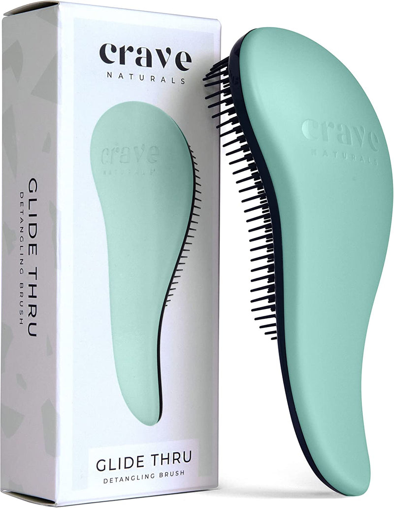 Crave Naturals Glide Thru Detangling Brush for Adults & Kids Hair Detangler Hairbrush for Natural, Curly, Straight, Wet or Dry Hair (TURQUOISE)