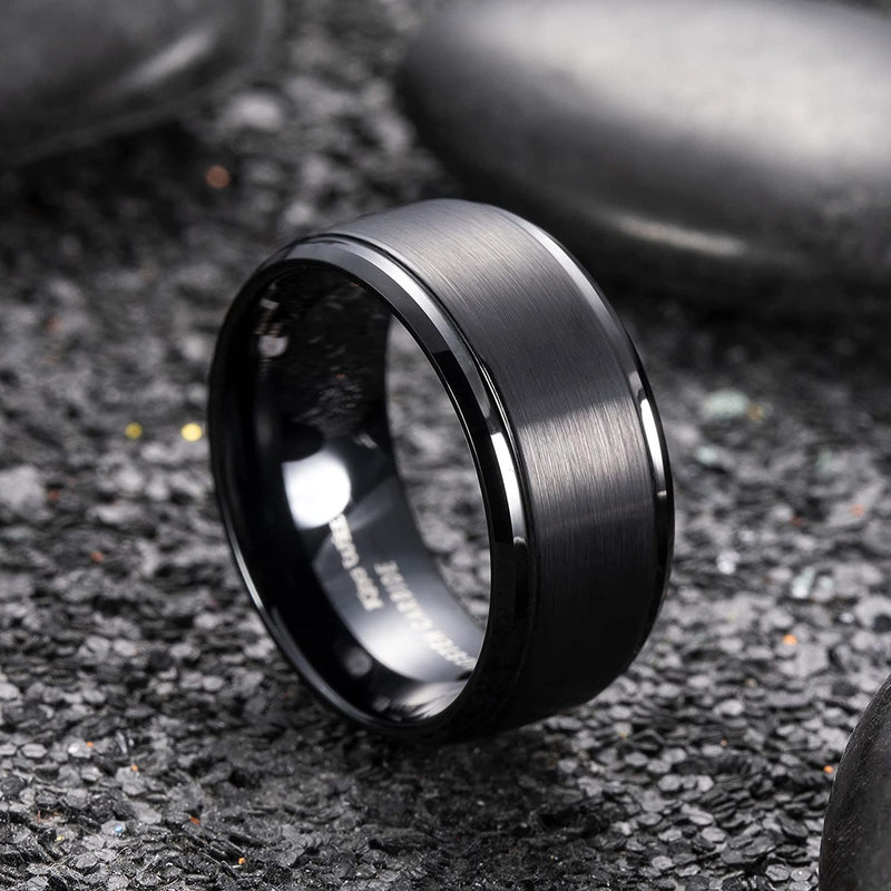 BASIC 10mm Men's Tungsten Carbide Ring Polished Beveled Edge Matte Brushed Finish