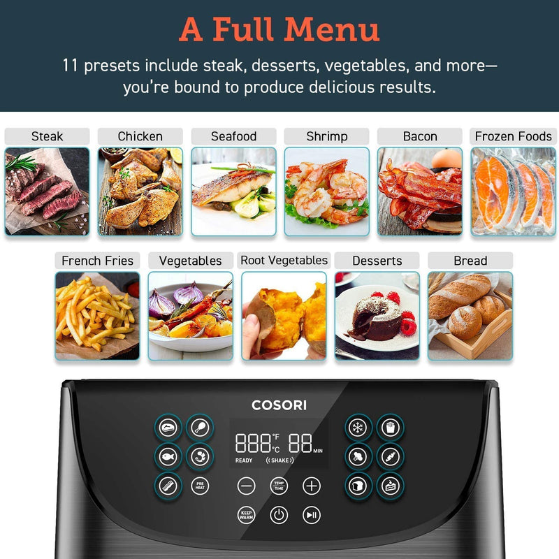COSORI Air Fryer, 3.7QT Oil Free L Electric Hot Air Fryers Oven, Programmable 11-in-1 Cooker with Preheat & Shake Reminder