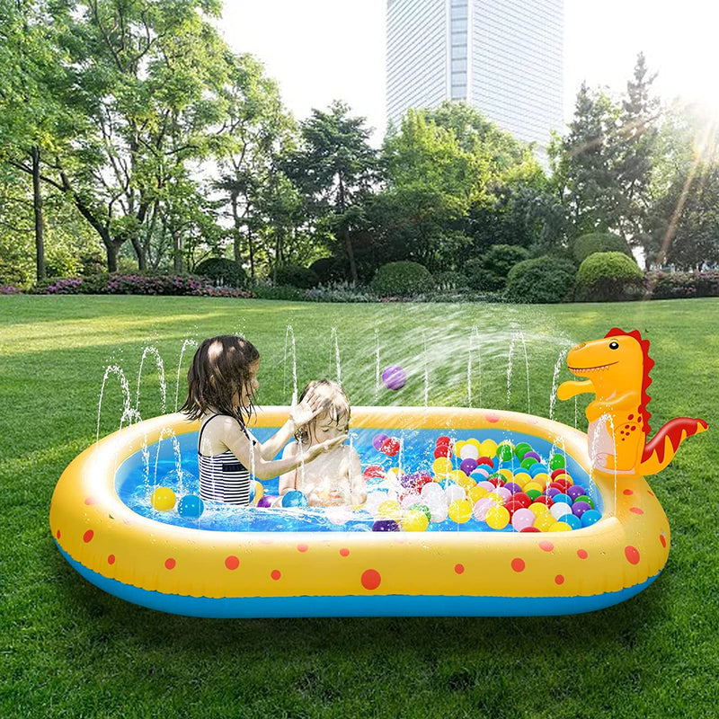 Splash Pad, Non-Slip Swimming Pool for Kids, 67" x 40" x 7" Inflatable Pool, Combination of Sprinkler Pad & Kiddie Pool Outdoor Toys for Boys Girls Backyard Garden