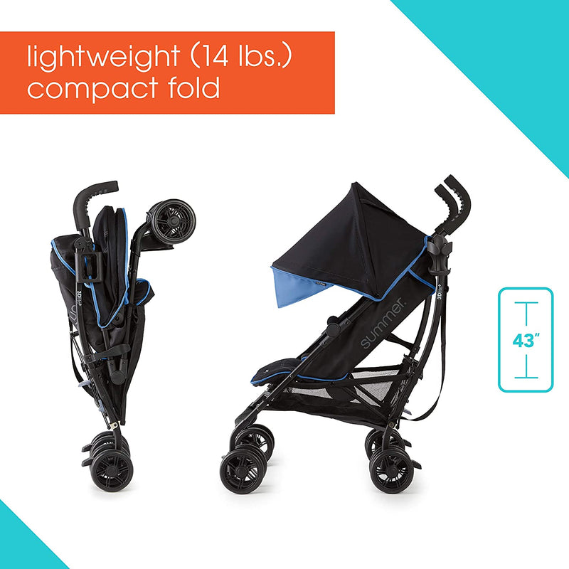 Summer 3Dlite+ Convenience Stroller, Blue/Matte Black – Lightweight