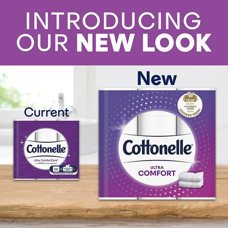 Cottonelle Ultra ComfortCare Soft Toilet Paper, 24 Family Mega Rolls Bathroom Tissue (Equals 108 Regular Rolls)