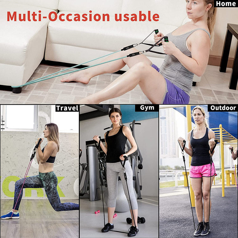 Resistance Bands Set,200 lbs Elastic Bands for Exercise Workout Bands with Handles Home Gym Equipments, Door Anchor,Ankle Straps Stretching Fitness Bands for Indoor and Outdoor Sports