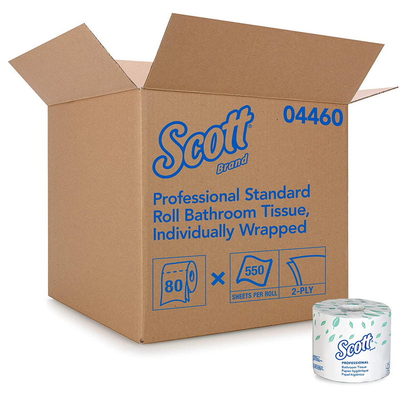 Scott Essential Professional Bulk Toilet Paper for Business (04460), 2-PLY, White, 80 Rolls / Case, 550 Sheets