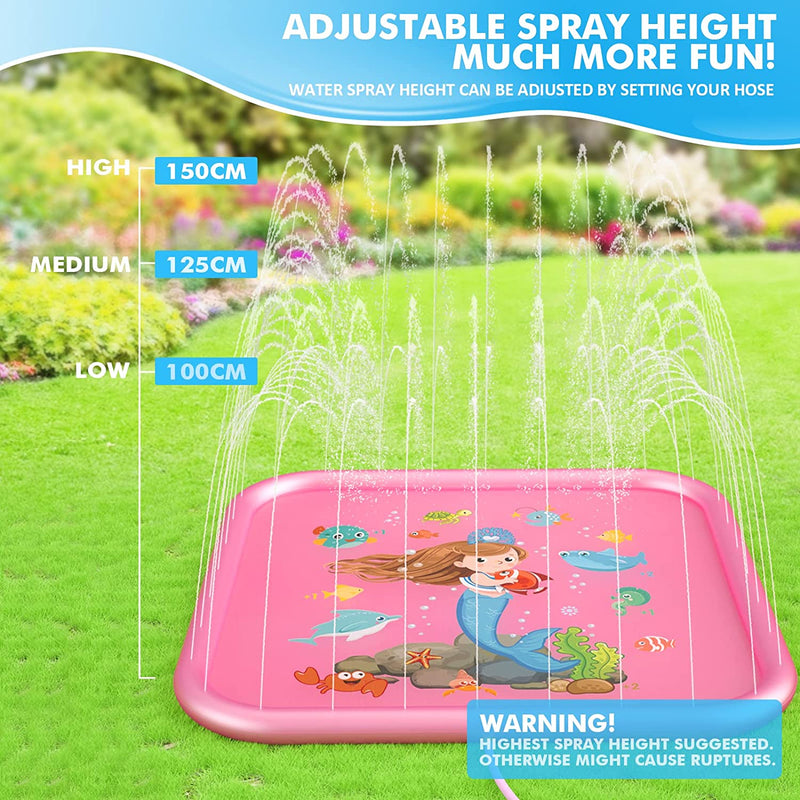 Peradix Sprinkler Pad Splash Play Mat 68 Inches Outdoor Games Party Water Toys Inflatable Pool Kids Sprinkler for Toddlers Boys Girls Kids Extra Large Sprinkle Toys for Kids and Adults in Hot Summer
