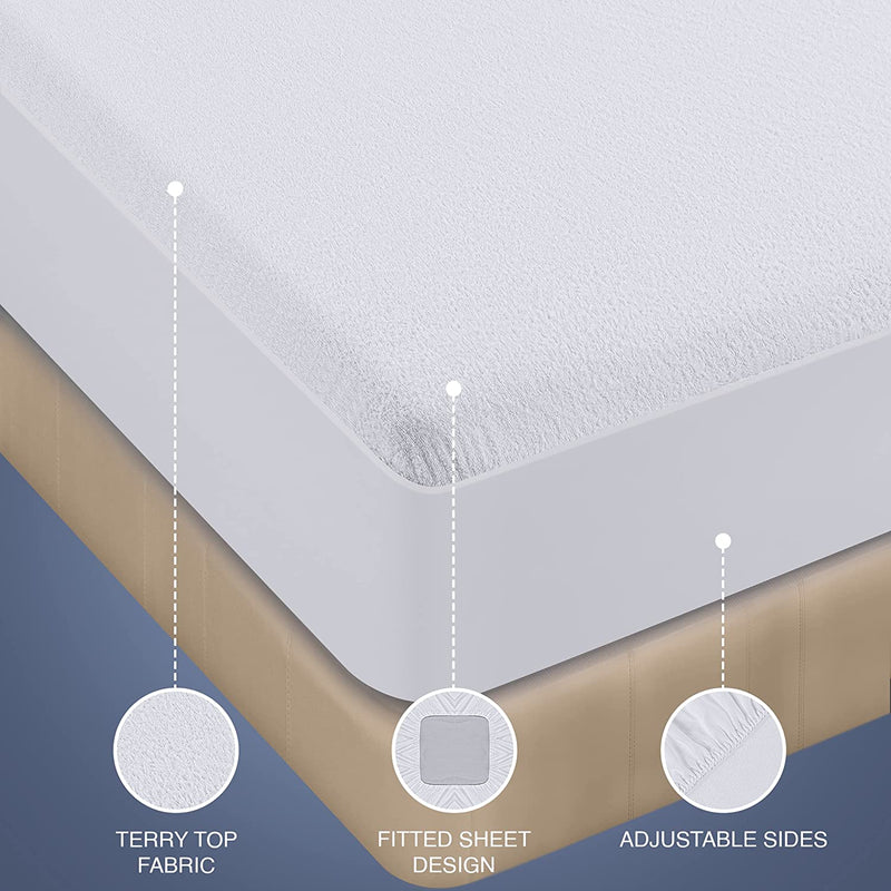 Utopia Bedding Premium Waterproof Terry Mattress Protector Twin XL 200 GSM, Mattress Cover, Breathable, Fitted Style with Stretchable Pockets