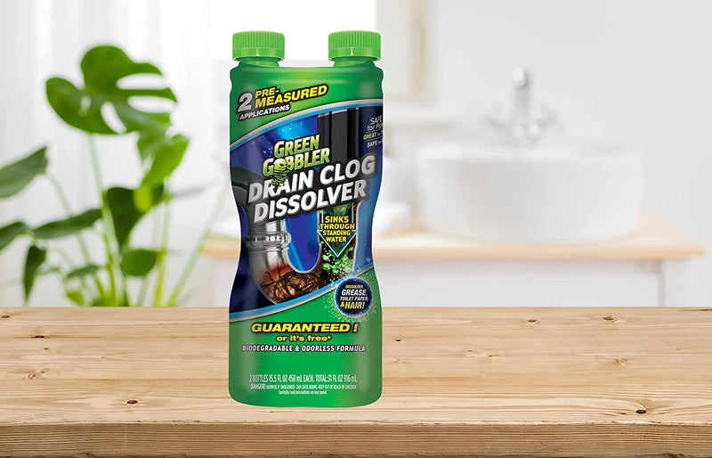 Green Gobbler GGDIS2CH32 Dissolve Liquid Hair & Grease Clog Remover/Drain Opener/Drain Cleaner/Toilet Clog Remover (31 OZ.) 32 oz