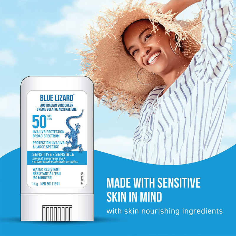 BLUE LIZARD Sensitive Sunscreen Stick - 50 SPF + - 14g