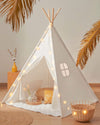 Tiny Land Large Kids Teepee Tent with Padded Mat & Light String & Carry Case