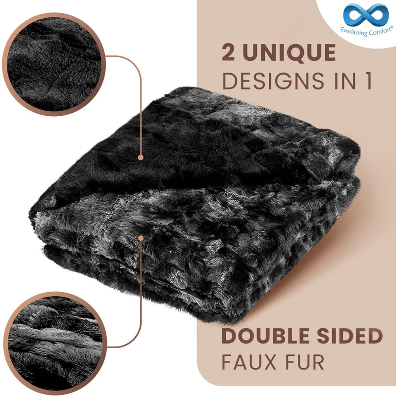 Everlasting Comfort Luxury Faux Fur Throw Blanket (Black)