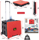 dbest Products Quik Cart Two-Wheeled Collapsible Handcart with Red Lid Rolling Utility Cart with Seat Heavy Duty Lightweight