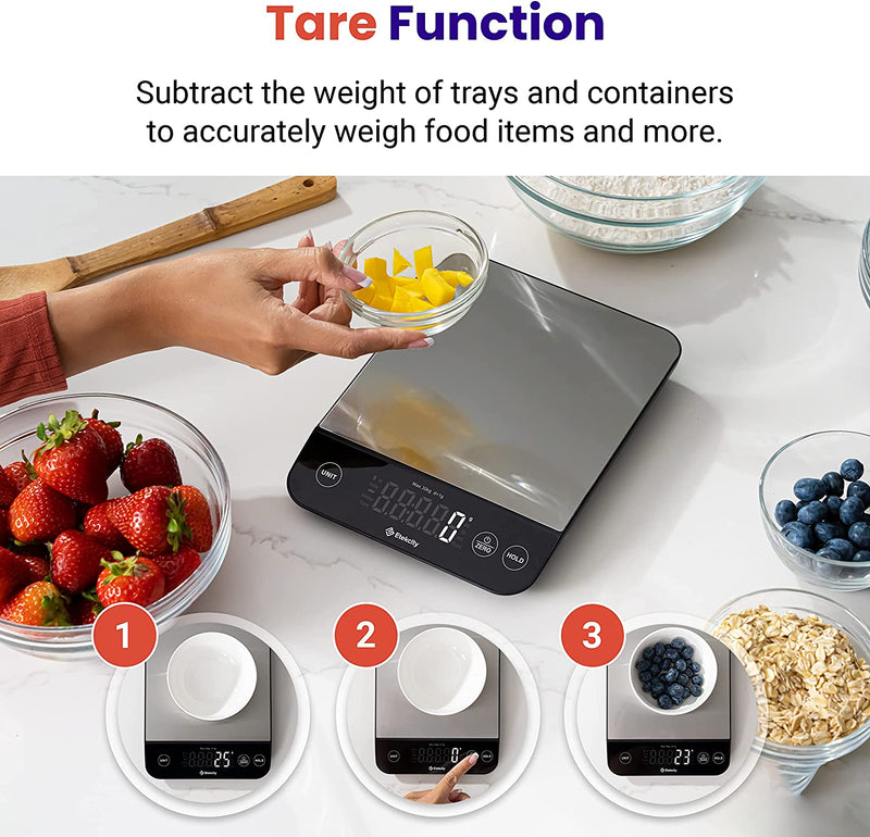 Etekcity 22 Pounds-Large Food Kitchen Digital Scale, Waterproof, Rechargeable, Ounces and Grams for Weight Loss, Cooking, 304 Stainless Steel, EKS-L221