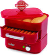 Salton Treats Steamer for Extra Large Authentic Stadium-Style Hot Dogs and Sausages, 8 Hot Dog and 4 Bun Capacity to Steam and Warm Breakfast Sausages, Brats, Vegetables, Fish, 350 Watts, Red (HD1905)
