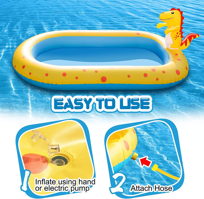 Splash Pad, Non-Slip Swimming Pool for Kids, 67" x 40" x 7" Inflatable Pool, Combination of Sprinkler Pad & Kiddie Pool Outdoor Toys for Boys Girls Backyard Garden