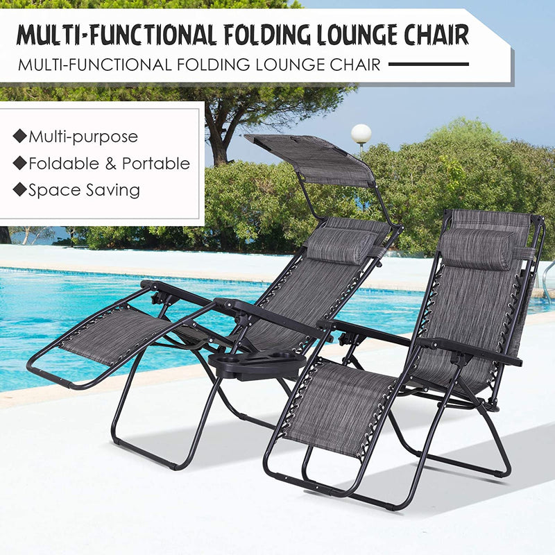 Zero Gravity Chair Adjustable Patio Lounge Chair Reclining Seat - 2 Pack