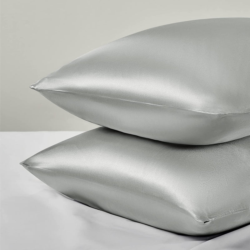 Bedsure Satin Pillow Case Queen Size 2 Pack- Grey
