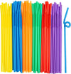[300 Pack] Long Flexible Disposable Plastic Drinking Straws - 10.02" High - Assorted Colors