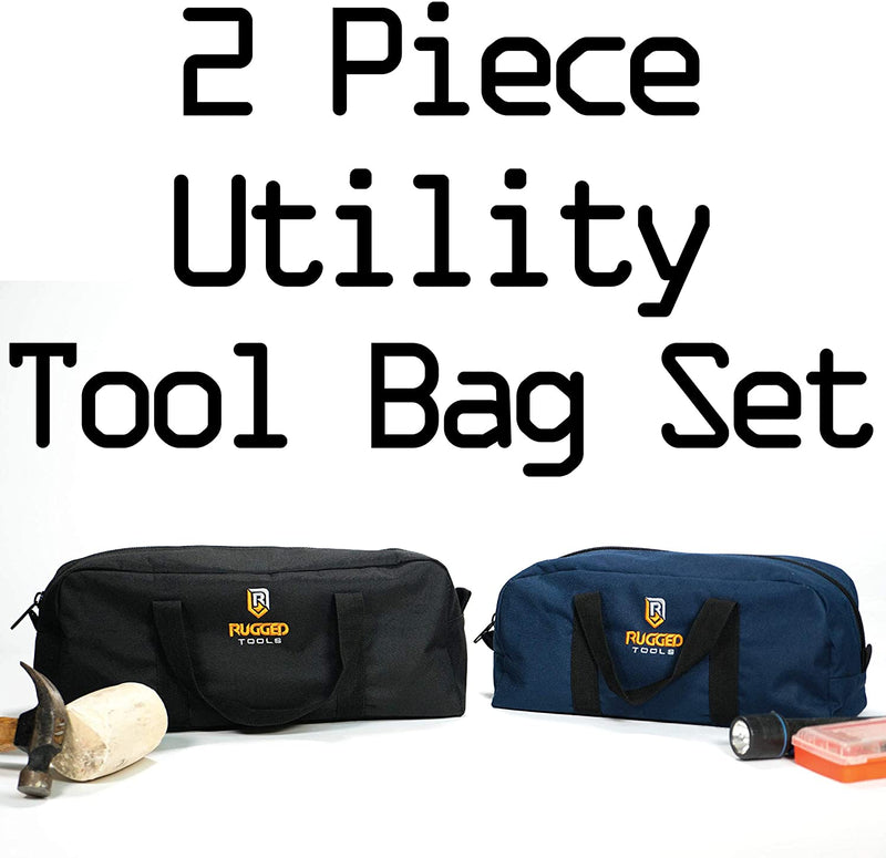 Rugged Tools 2-Piece Tool Bag Combo - Small & Medium Tote Bags For Electricians, Plumbers & DIY