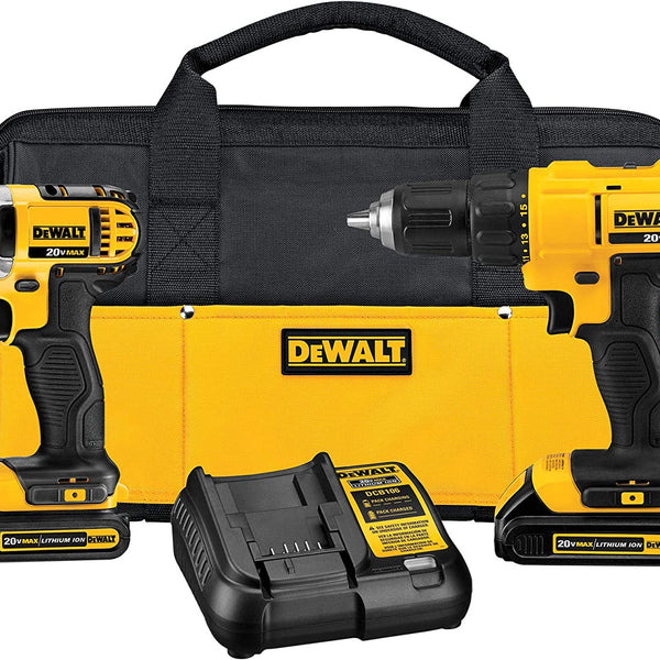 20V MAX Cordless Drill Impact Driver Combo Kit 1.3Ah